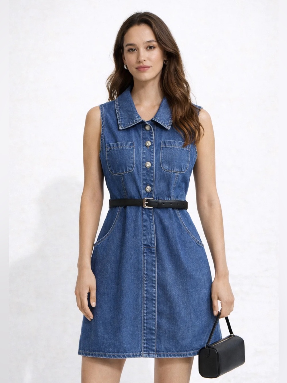 NWT Margaux Denim Dress with Belt by Wisteria